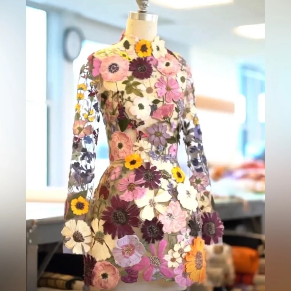 Embroidered Flowers Bell Skirt Mini Dress, Designed With Luxury In Mind, 5⭐️ - Picture 5 of 17